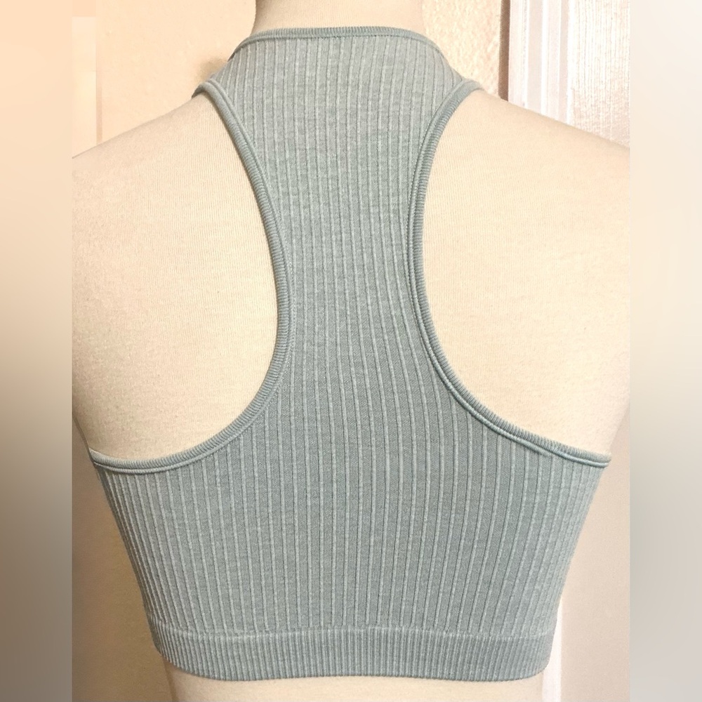 Profit Ribbed Racer Sports Bra Green M - Picture 6 of 7